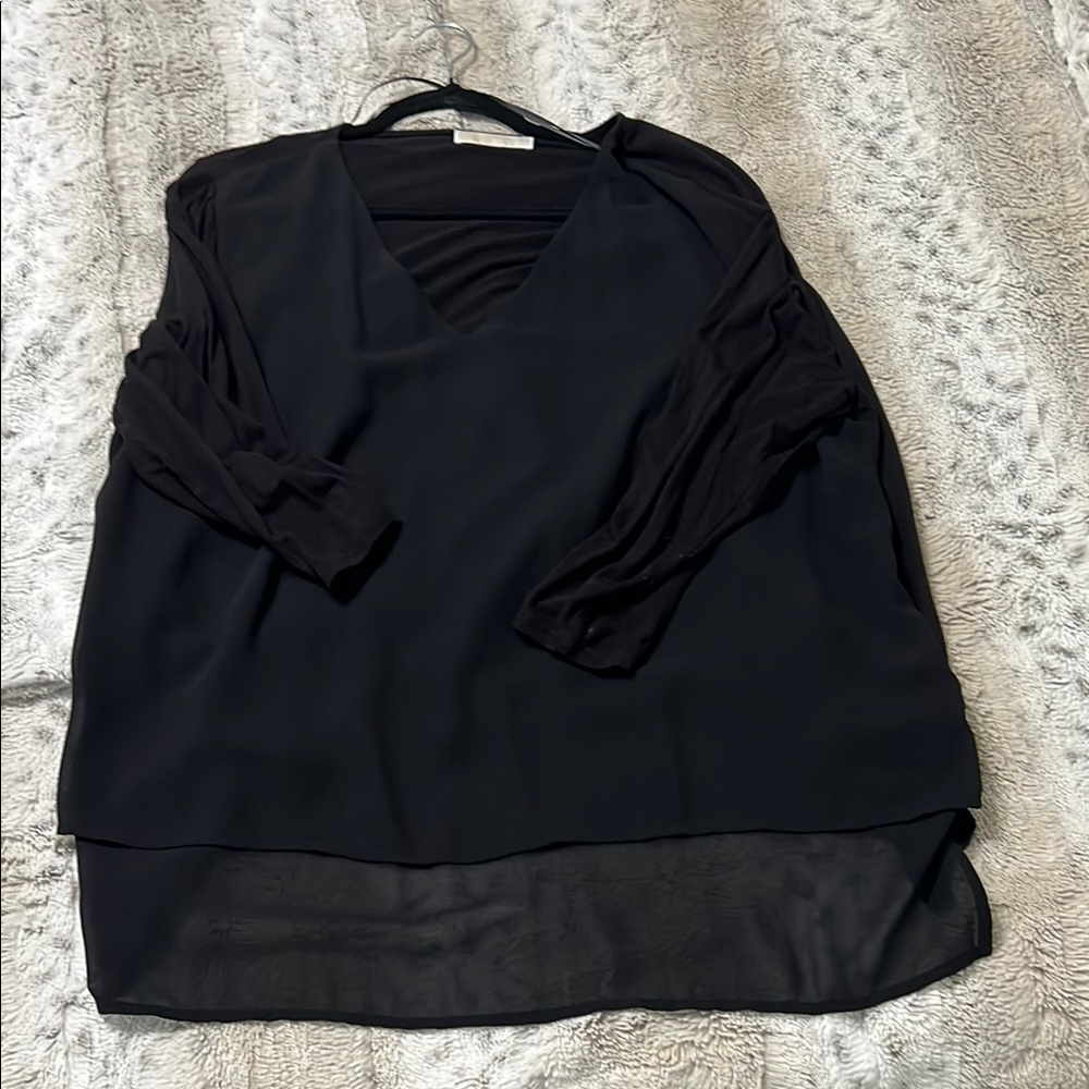 Michael Kors Elegant Black V-Neck Women's Top